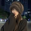 Autumn and winter warm, retro big head, big face, small plush pile hat girl
