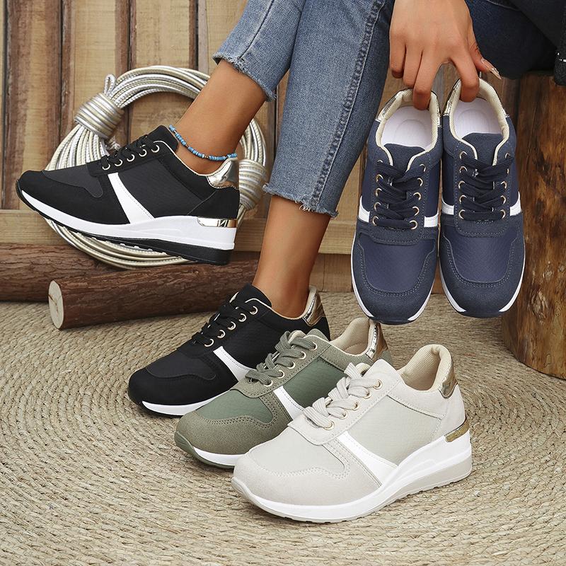 Fashion Women's Fashion Chunky Sneakers Lace Up Platform Casual Sports Shoes Woman Lightweight Non Slip Wedges Walking Shoes Plus Size