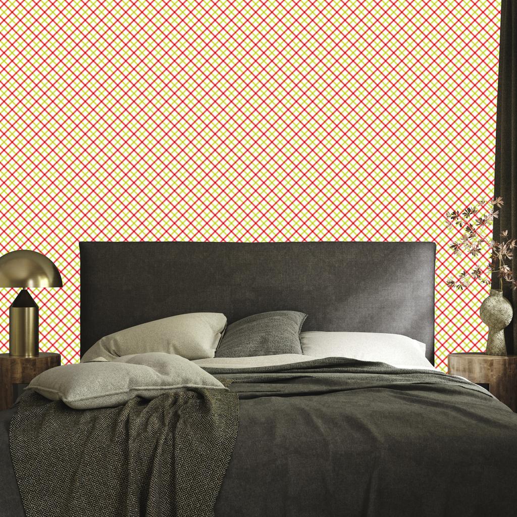 Vichy Cream and Coral Plaid Wallpaper for Living Room and Bedroom 50x1000
