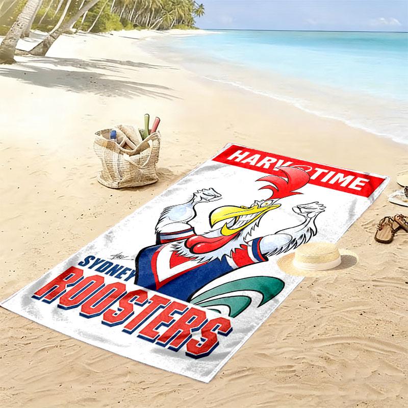 Go Sydney Roosters Print Beach Towel, Large Soft Quick Dry Towel for Beach Camping Swimming