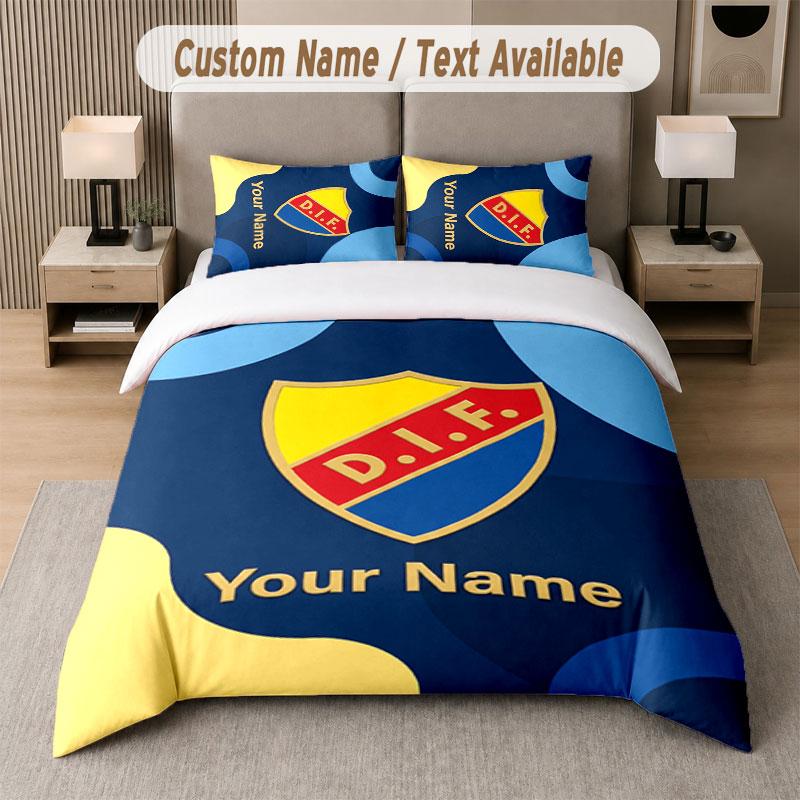 Custom Bedding Set Djurgårdens IF Pattern, Print Name Text 1 Duvet Cover Plus 2 Pillowcases Home Textile