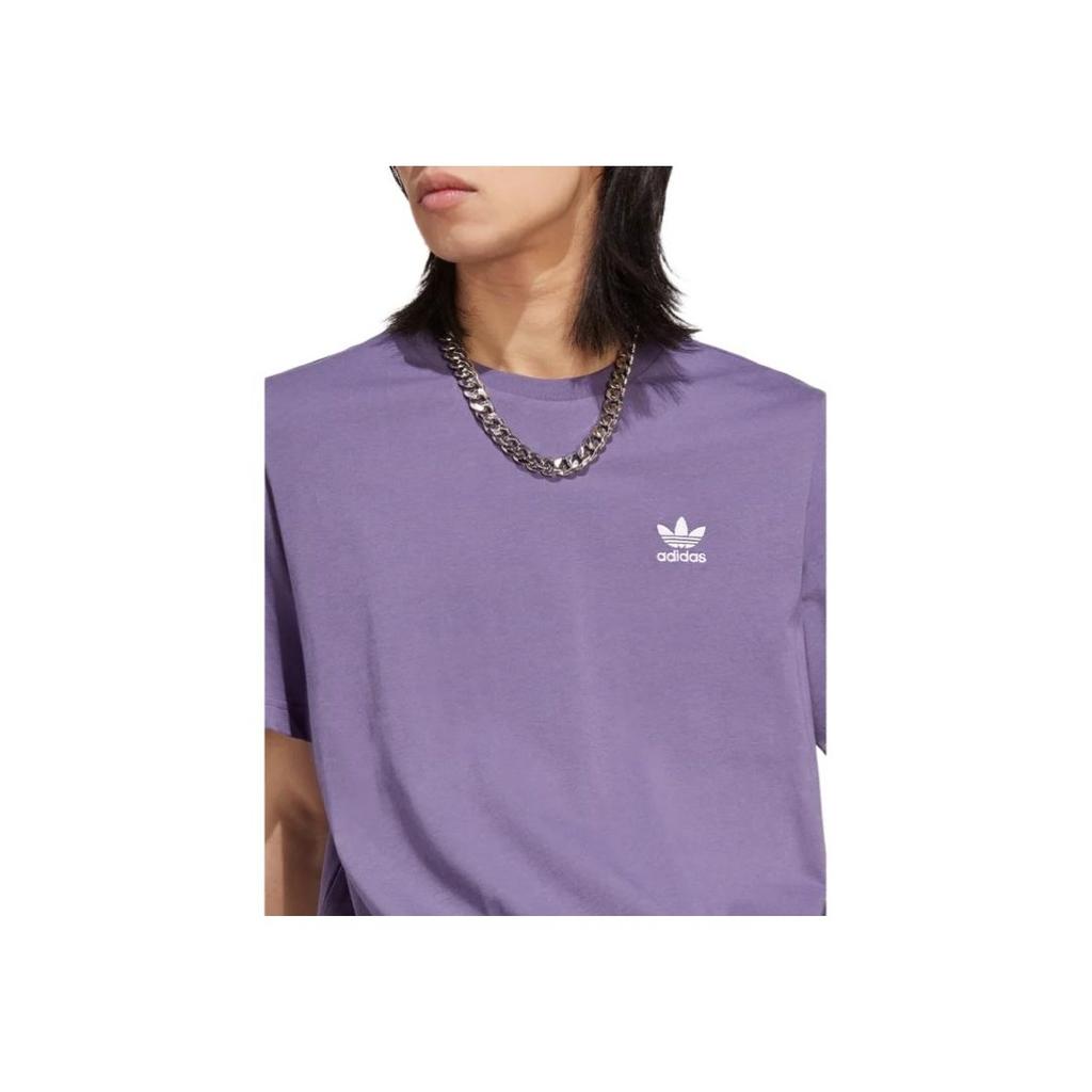 Adidas Originals Trefoil Solid Logo Print Round Neck Short Sleeve T-Shirt Men Tops Tech-Purple IA4868