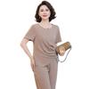 Stylish Short-Sleeve Two-Piece Set for Middle-Aged Women
