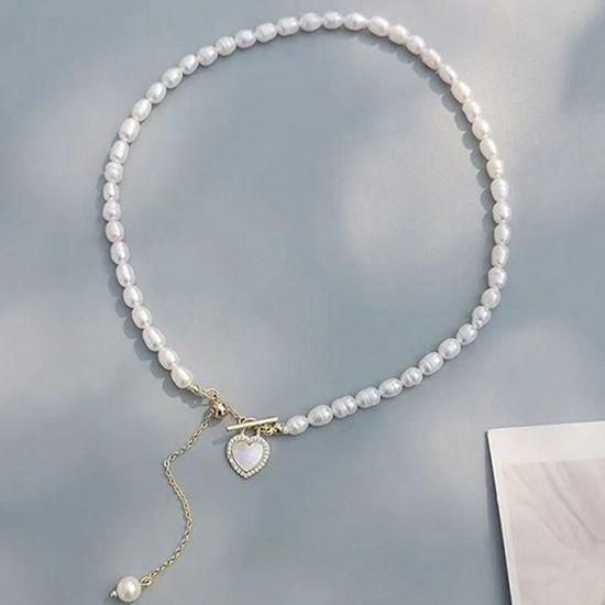 Natural Freshwater Pearl Bracelet with Heart Charm - Elegant, Versatile, 2024 Trend Jewelry for Women