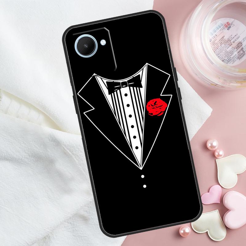 Man Suit Shirt Tie For Realme 13 12 10 11 14 Pro Plus GT 6T 6 5 GT7 Pro C55 C51 C21Y C25S C75 C61 C53 C67 Case
