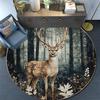 Elk Round Area Rug,Carpet Rug for Living Room Bedroom Sofa Playroom Decor,Non-slip Floor Mat