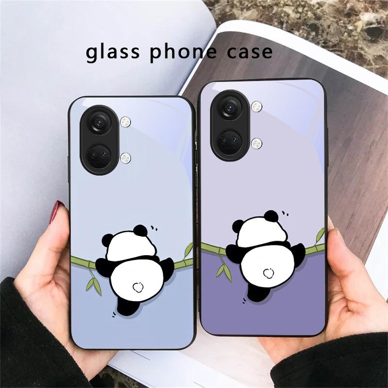 Cute and Adorable Panda For OnePlus Ace 2 3 2V 5 Pro Nord CE 2T 2 3 Lite N20 N30 6 7T 8 T 9 10 Pro 11R 12R 13R Glass Phone Case