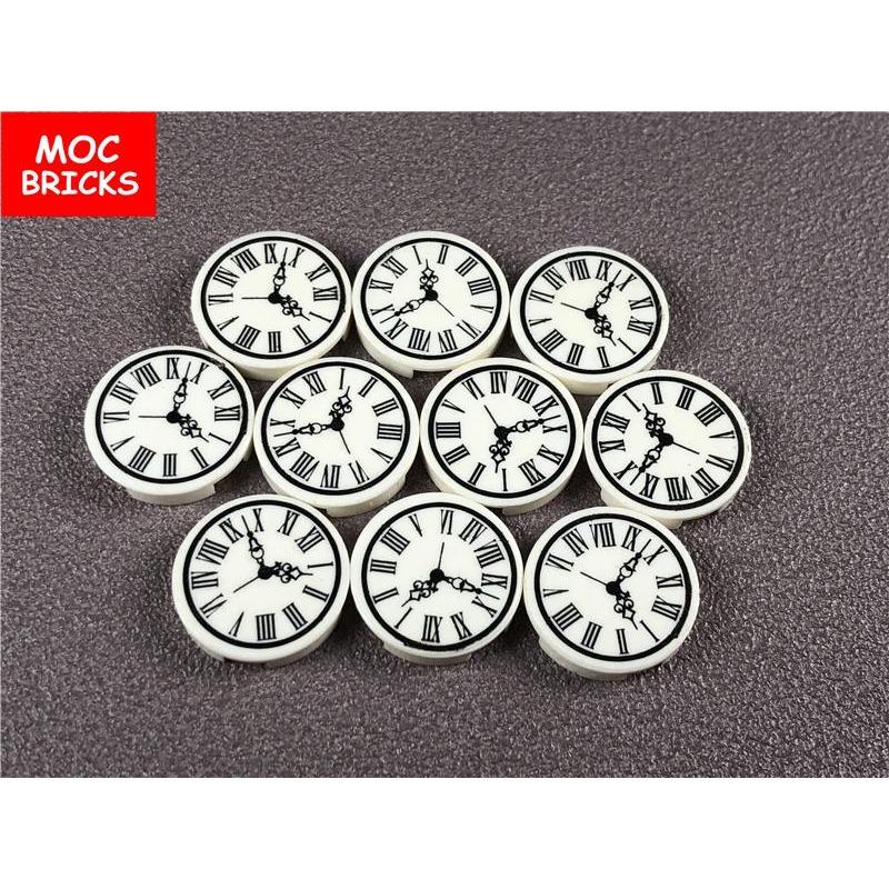 10pcs / Lot White Tile Round 2 X 2 Clock Including Roman Numerals Simple Pattern Learning Building Blocks DO-IT-YOURSELF Playthings Children Xmas