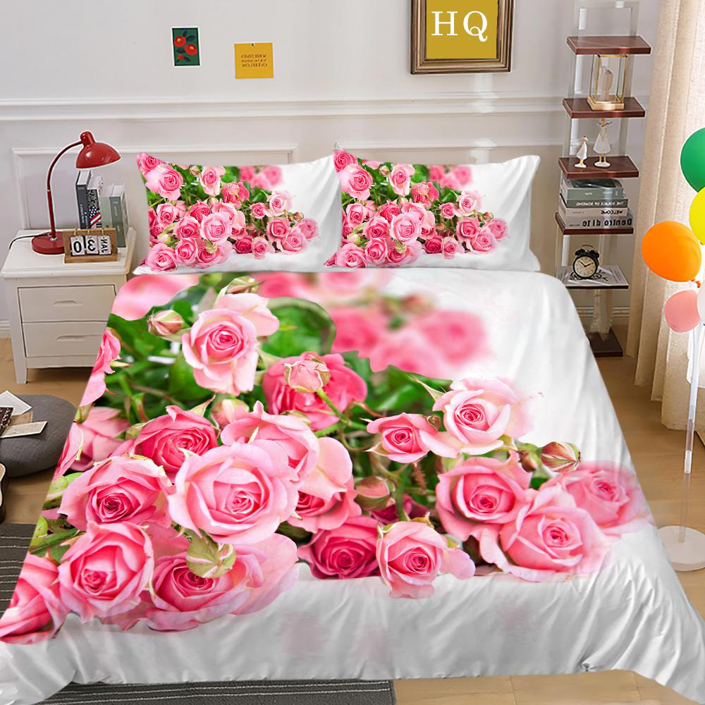 Flowers Printed Bed Clothes Double Size Polyester Bedspreads Gir Fashion High Ranking Home Bedclothes