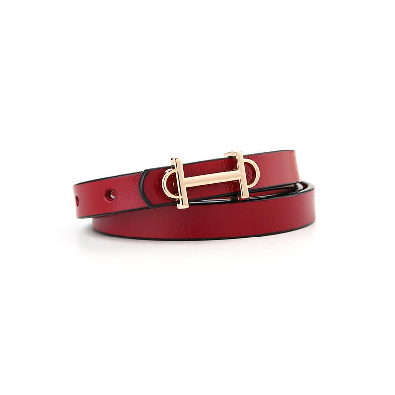 Cintura da Donna in Vera Pelle con Fibbia Quadrata per Abbigliamento Casual e Accessorio di Moda