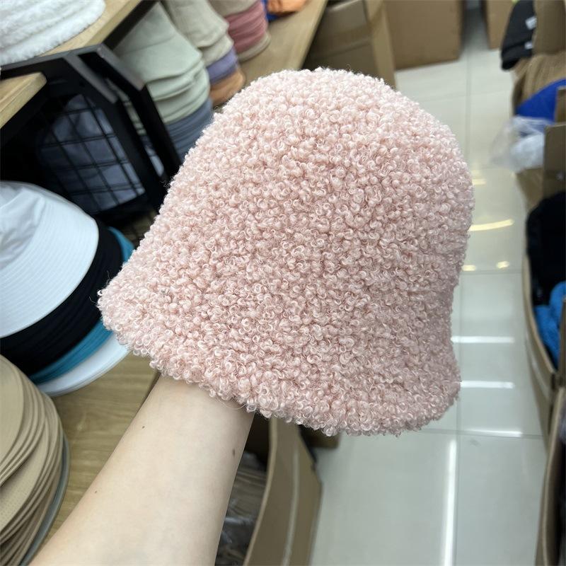 Simple Circle Yarn Plush Bucket Hat Women's Literary and Artistic Face Small Warm Fashion Retro Fisherman Hat