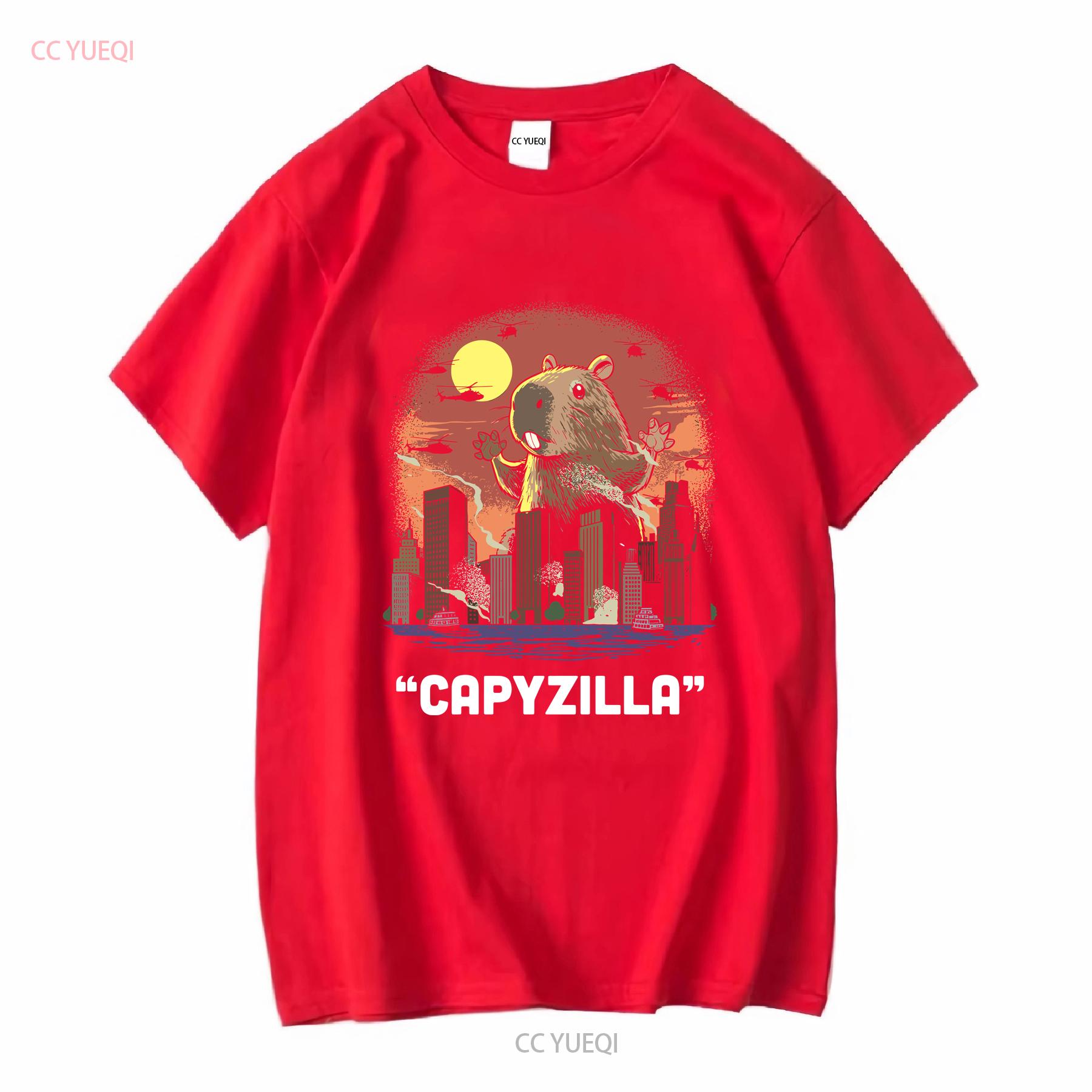 Funny Capybara T Shirt For Women Capyzilla Monster Her RodenT Mens Cappy Bara long or short sleeves vintage Washed Stretched S