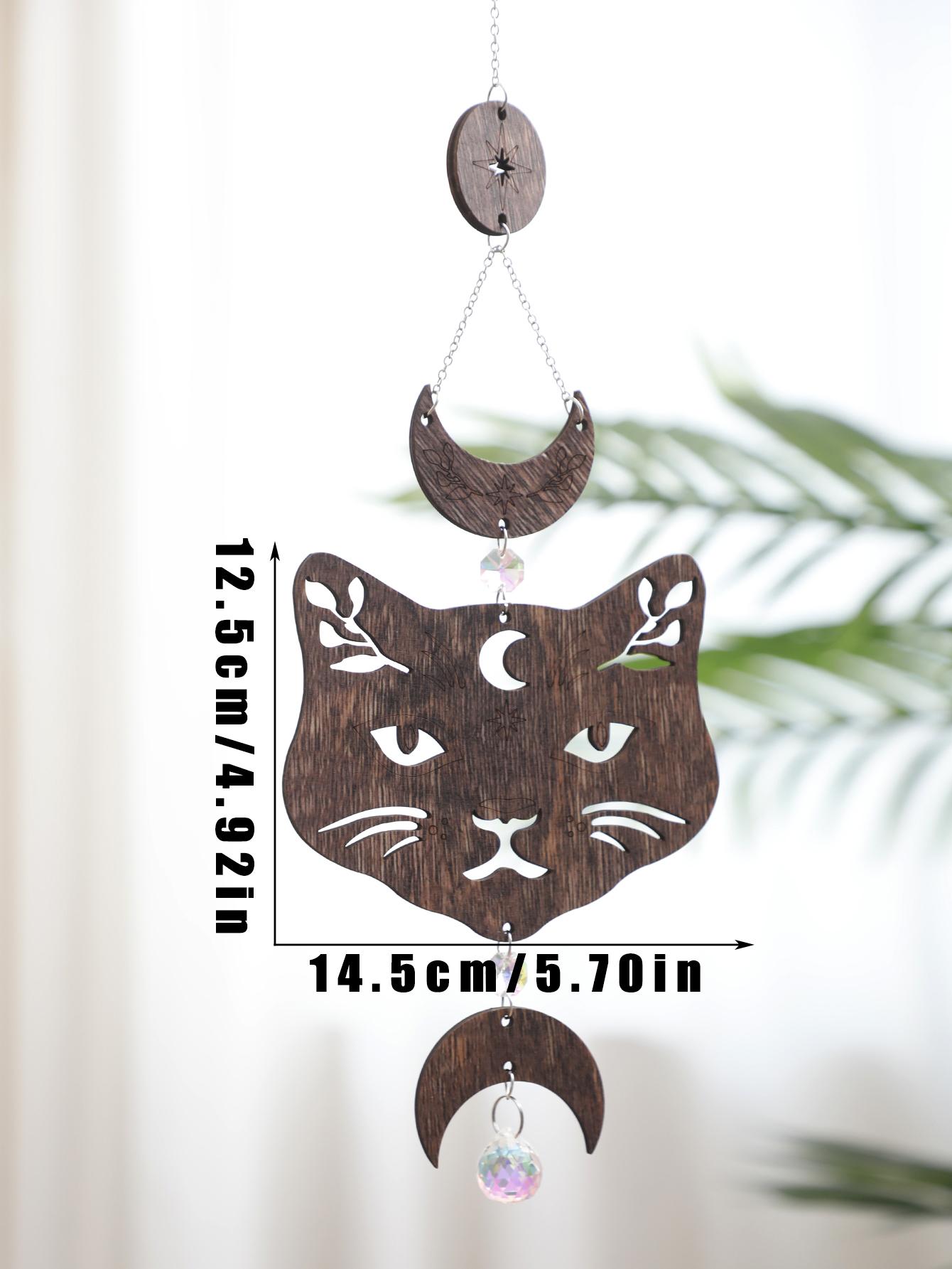 

Wooden Cat Moon Phase Wall Hanging Boho Mystic Cat Decor Handcrafted Wooden Wall Witchy Home Decor Moon Phases And Cat Design