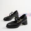 Spring and Autumn New French Medium Heel Coarse Heel Mary Jane  Shoes Fairy Wind Round Head Single Shoes Woman