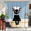 1pc Funny Black Cat Shower Curtain, Cute Cat Illustration, Bath Decor, Polyester Fabric, Bath Tub Divider, Stylish Bathroom Deco
