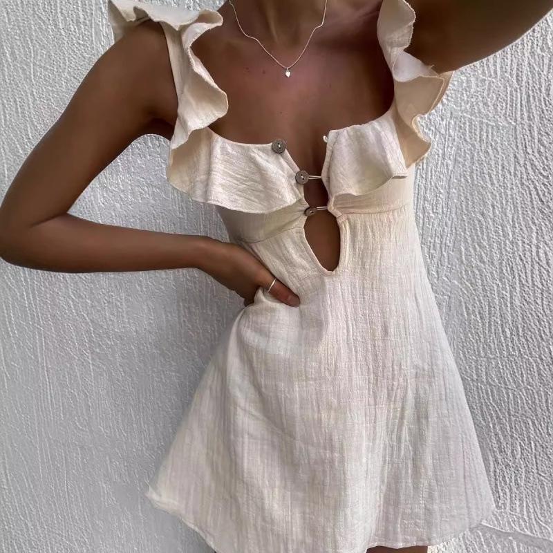 2024 European & American Sexy Ruffle Camisole Dress for Women