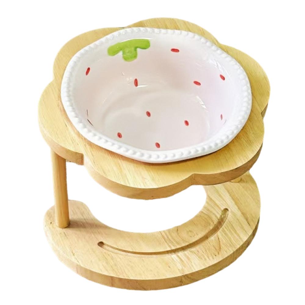 Anti Vomiting Ceramic Cat Bowl Anti Slip Neck Protection Elevated Cat Water Bowl Flower Shaped Stable Cat Feeding Station