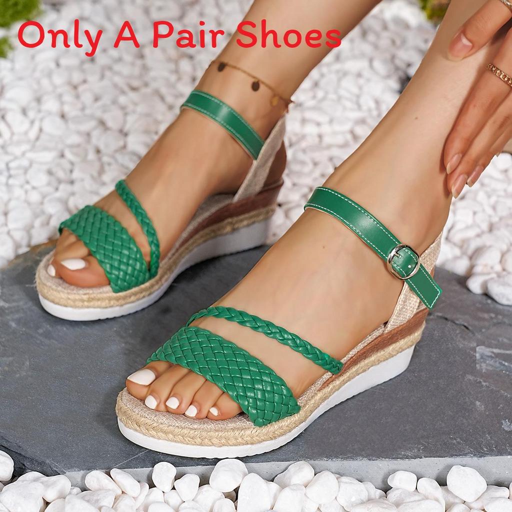 Roman Sandals Women Summer Thick Sole Pu Strap Buckle For Casual Beach Wear