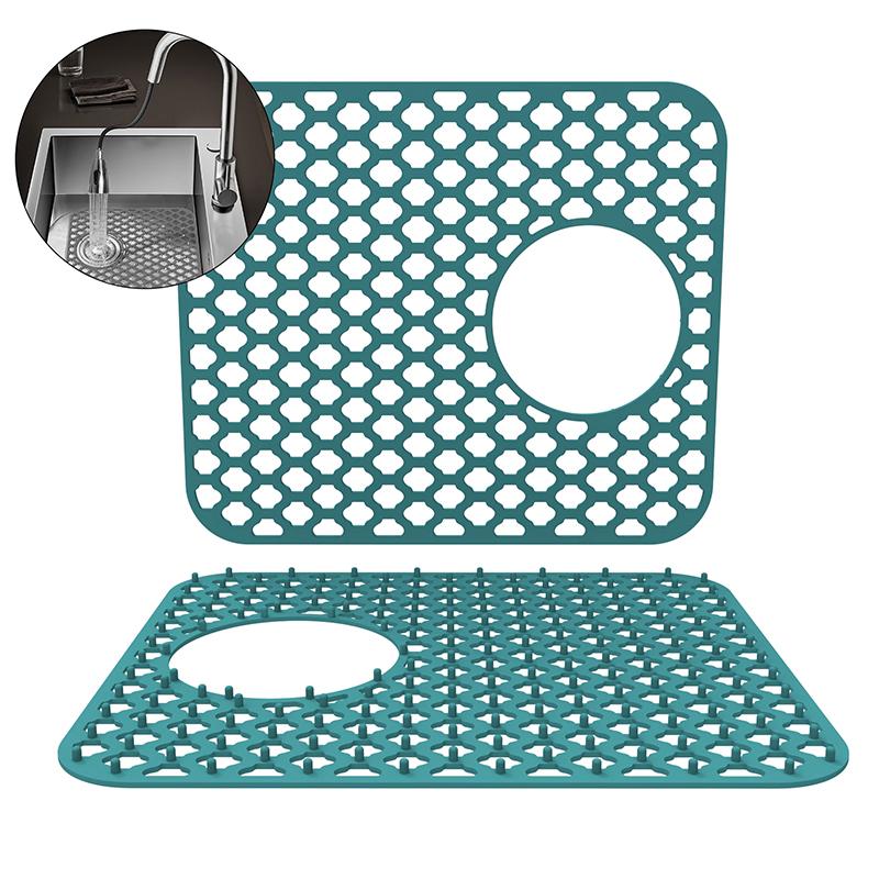 Silicone Sink Protectors Kitchen Sink With Center Drain Grid Accessory Non-Slip Heat-Resistant Mat