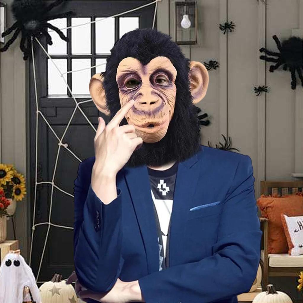 Gorilla Kostüm Hut Realistisches Tierkopfstück für Halloween Kostümparty und Cosplay Party Spaß mit Freunden