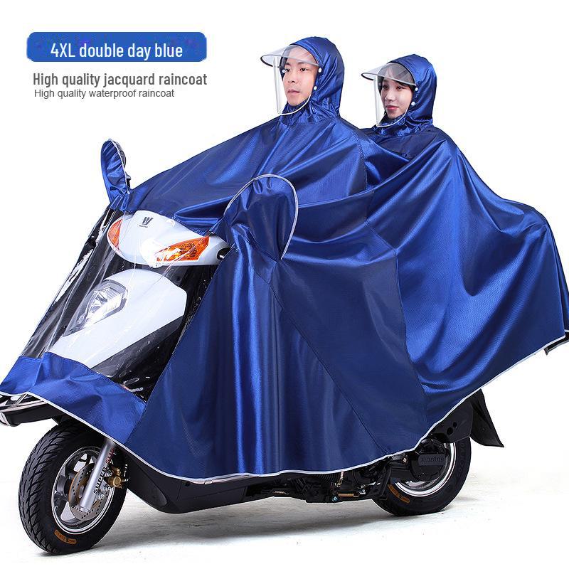 Double Electric Car/Motorcycle Raincoat - Thickened, Enlarged Jacquard for Two Adults