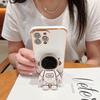 Cute astronaut bracket for iPhone17 mobile phone case 16 Apple 15 electroplating anti-drop 14 solid color 13 soft case