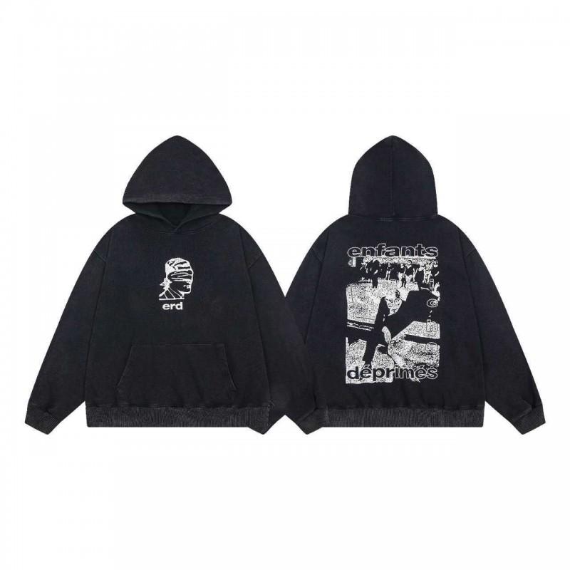 Mens Oversized Distressed Washed Hoodie With Letter Print Loose Fit Cotton Sweatshirt Fall