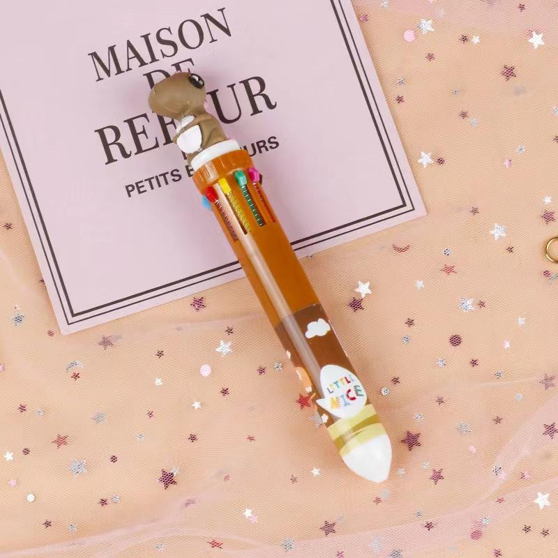 Ten-color Ballpoint Pen Girl Heart Cartoon Press Multi-color Pen Multi-function Color Handbook Pen Creative Cute Pen