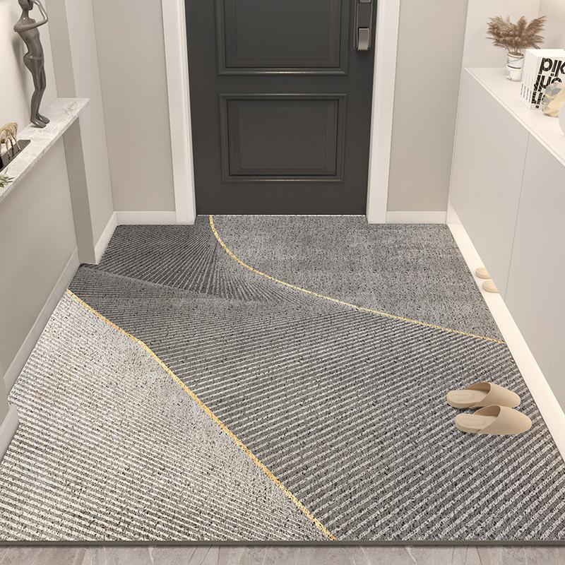 Wave Point Non-slip PVC Retro Entrance Doormat Floor Mats Silk Loop for Entryway Porch Hallway Home Decor Dust Removal Carpet