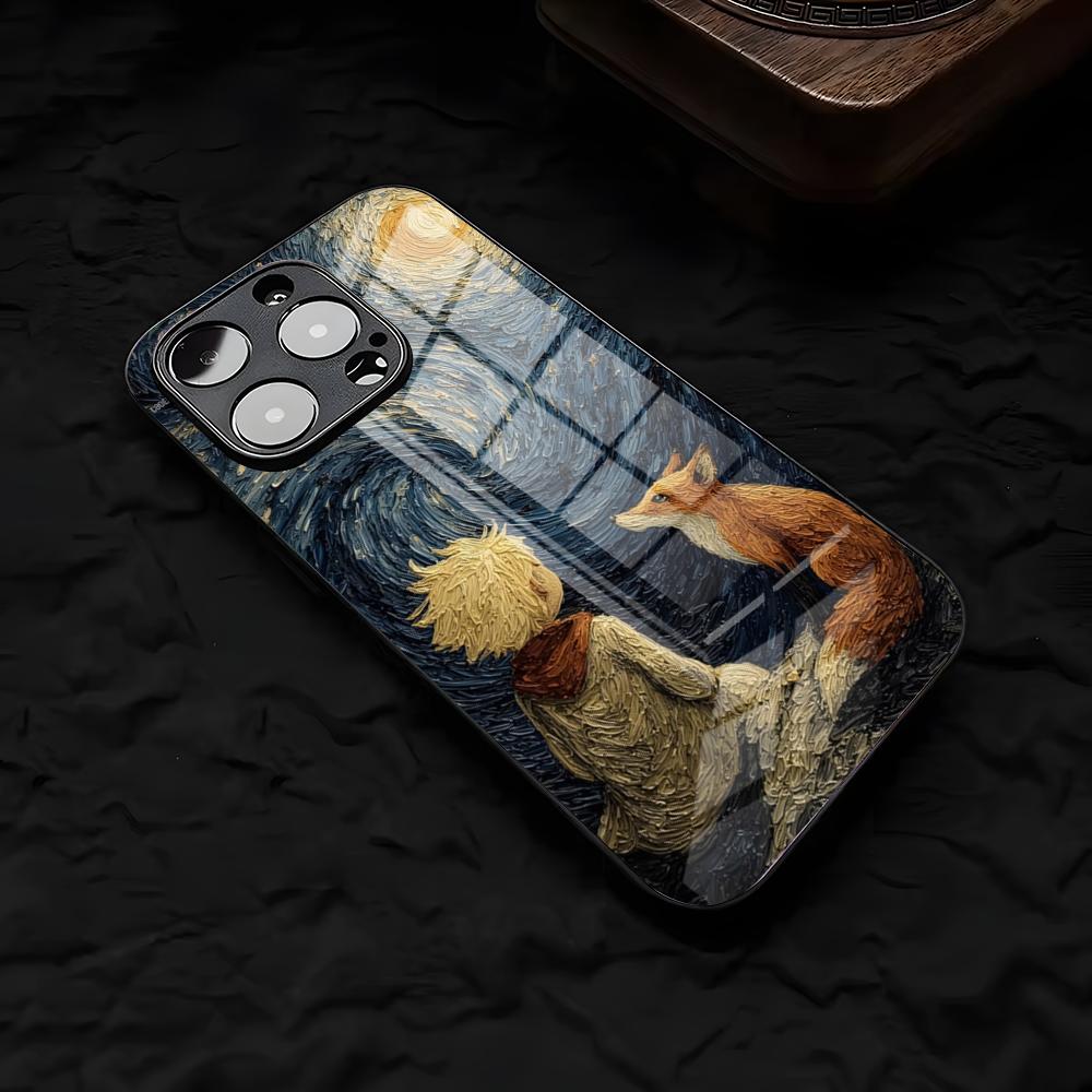 Little P-Prince And A F-fox Phone Case For IPhone 17 Air 16 E Pro Max 15 14 13 Mini 12 Pro 11 Max Plus Black Glass Cover