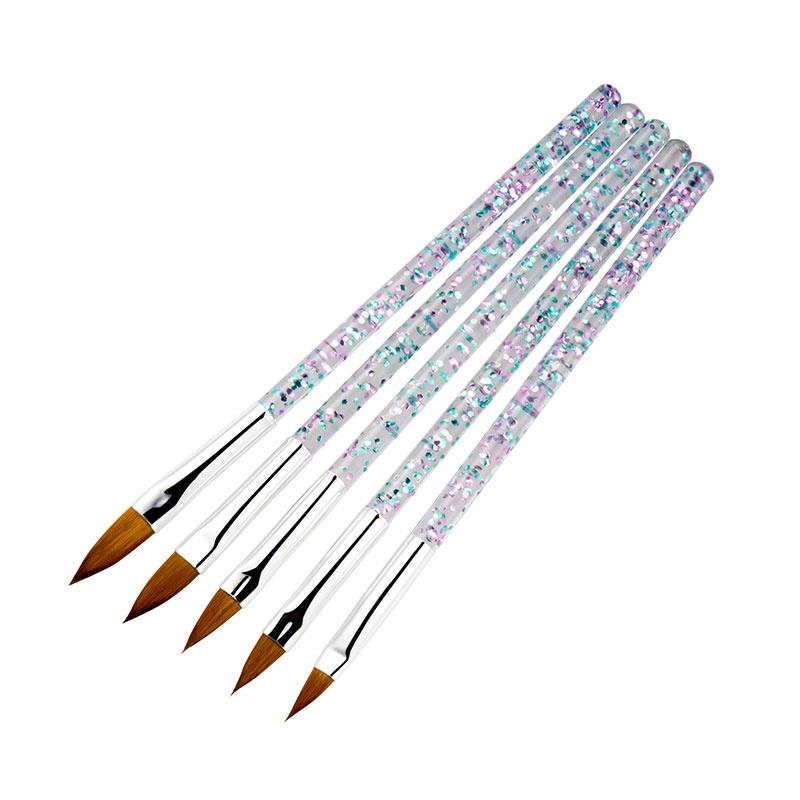 

5Pcs/set Acrylic Nail Art Brush Nail Crystal Brush UV Gel Builder Painting Dotting Pen Carving Tips Manicure Tool срібний