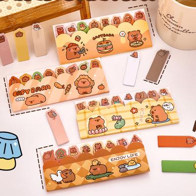 1 kus Kawaii papírnictví Kapibala Cartoon Mark Memo Pad Capybara Záložka Vlajky Index Karta Samolepky s poznámkami