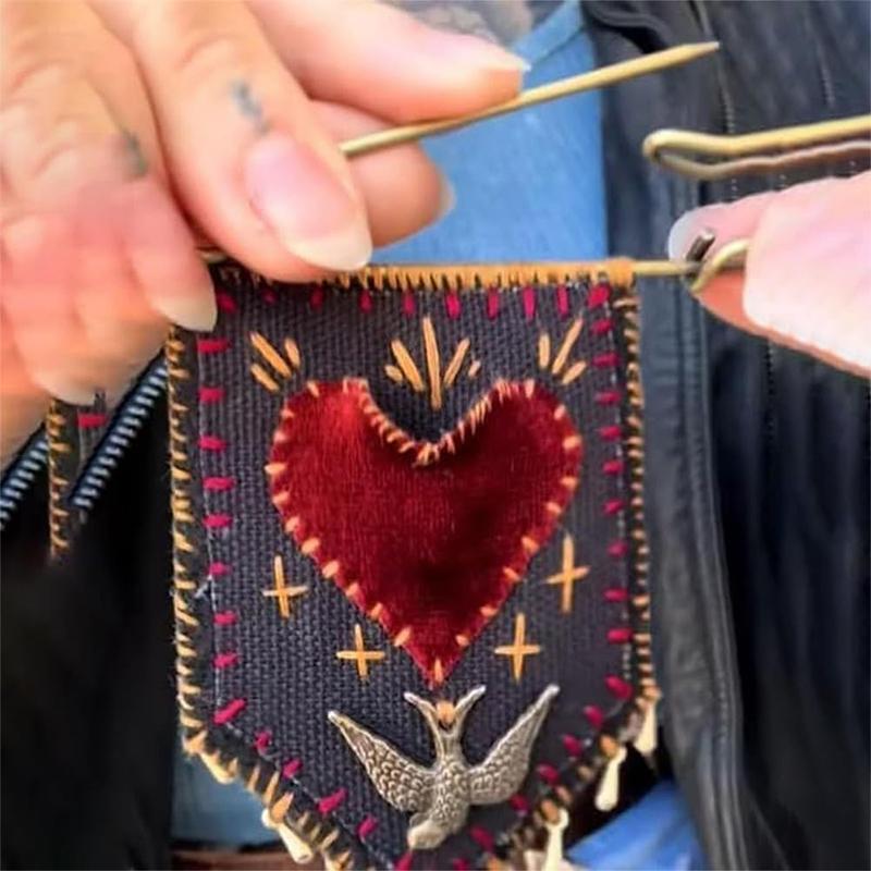 Hope'S Protection Pocket With Rosemary Hand Embroidered Protection Pocket Pin Holds Love Notes Or Any Talisman, Talisman Brooch