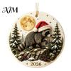 Funny Forest Creature Decoration Christmas Raccoon Acrylic Ornament, Cute Animal Hanging Decor for Tree Healing Style Desk, Festive Holiday