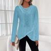 Elegant Lace Hollow Irregular Hem Women's Long Sleeve Top, 2025 Collection