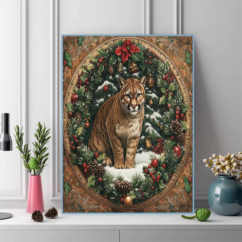 Christmas cougar Pattern 3pcs 100% Round Full Drill 5D DIY Diamond Painting Embroidery Cross Stitch Rhinestone Décor