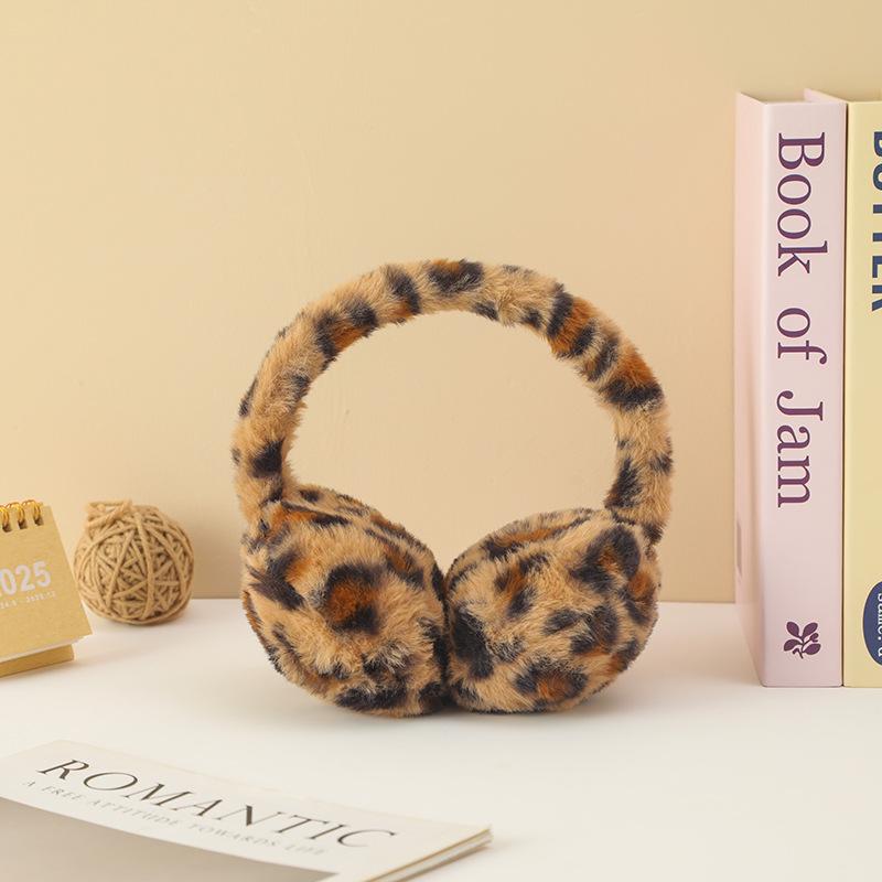 Winter Korean Style Leopard Print Plush Ear Muffs - Soft, Warm, Versatile Ear Protection and Windproof Ear Covers.