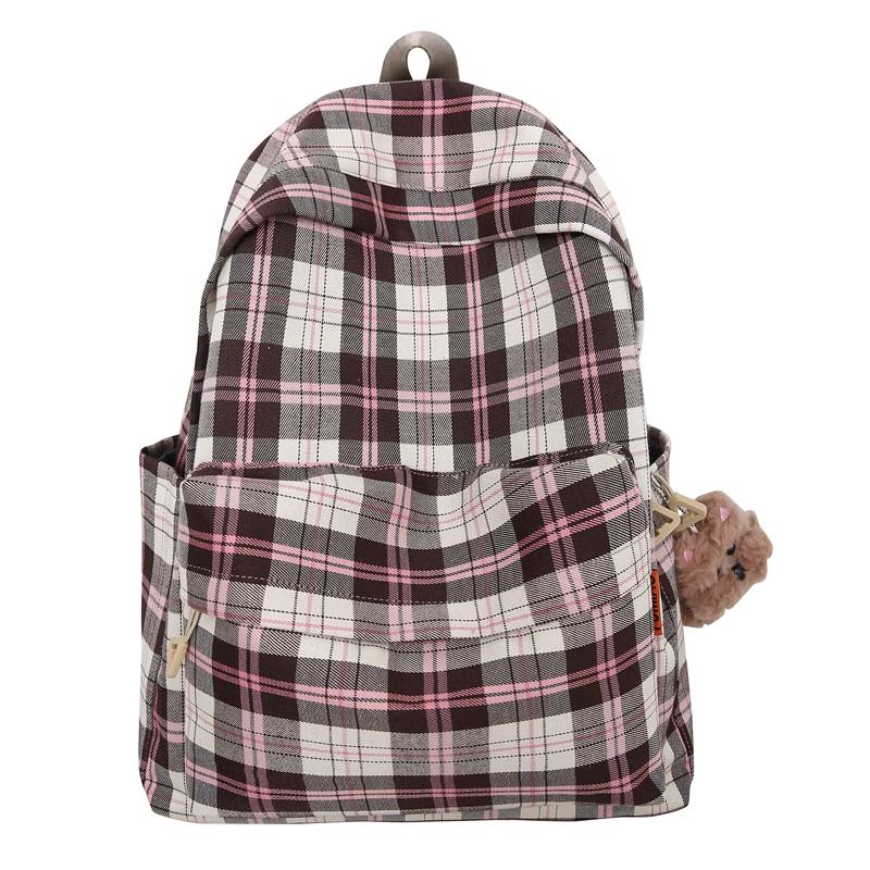 Studentský kostkovaný školní batoh Dámský velkokapacitní batoh Cestovní batoh