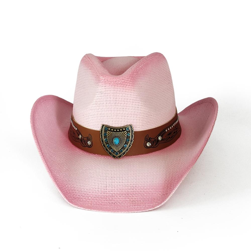 My Extreme Outdoor Activities Women's Camouflage Summer Men's Vintage Western Cowboy Hat Handmade Straw Weaving Beach Sun Hat Gentleman Lady Cowgirl Jazz Hat 56-58Cm