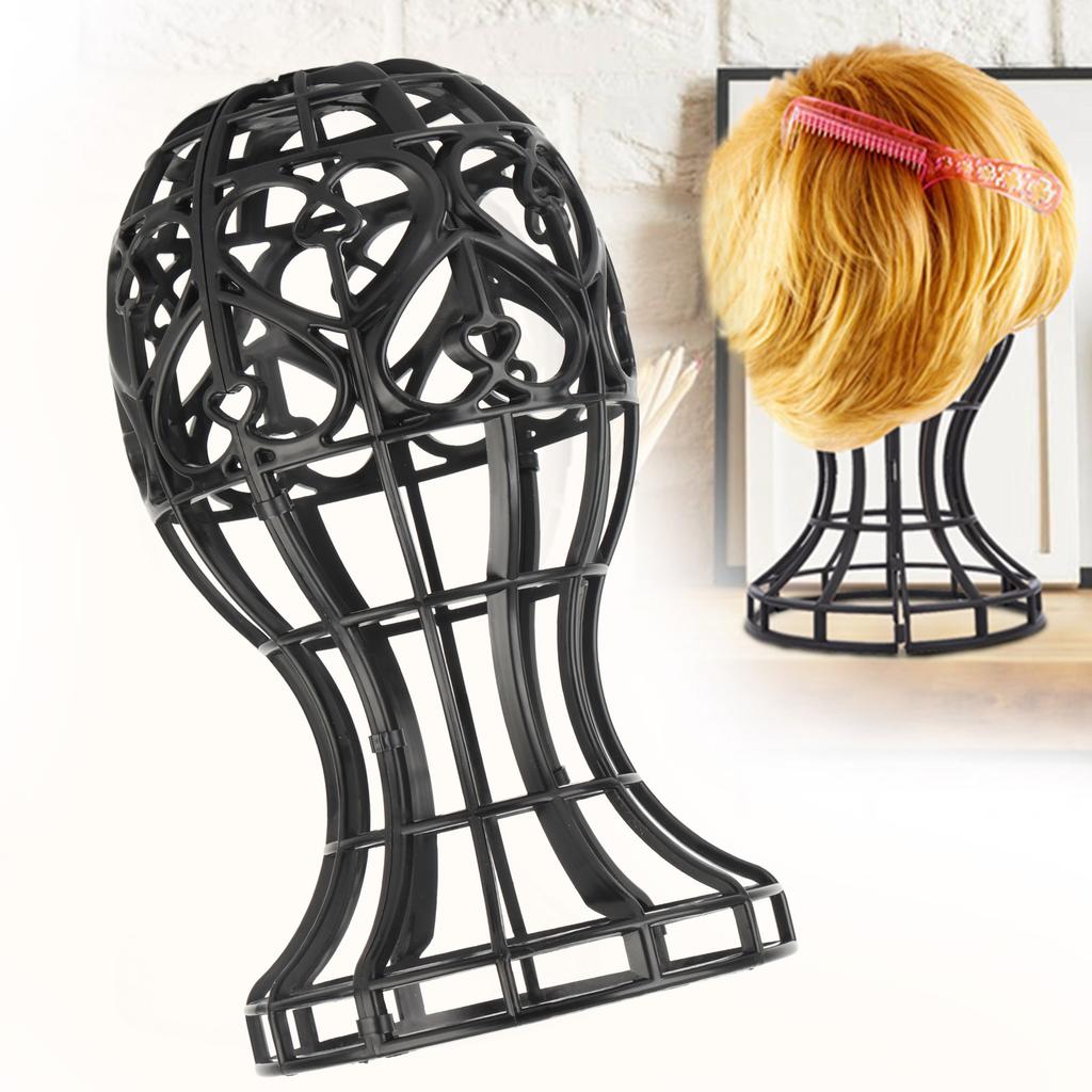 ABS Foldable Wig Display Support Stand Professional Holder Folding Wig Air Dry(Black)