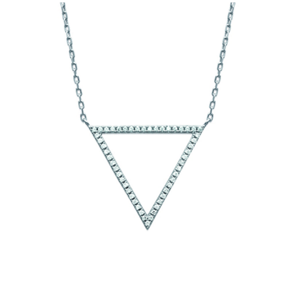 Les Trésors De Lily [R2932] - Silver White 'Triangle' Silver Necklace (rhodium) - 25x21mm