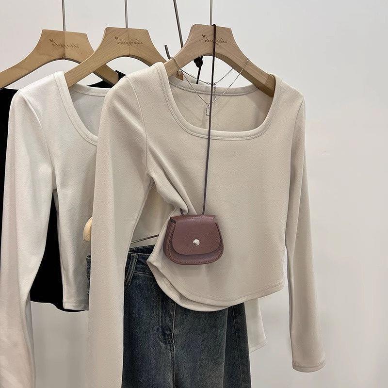 

2025 Women s Retro Chic Slimming U-Neck Long Sleeve Fleece Base Layer XL (115-130 lbs)
