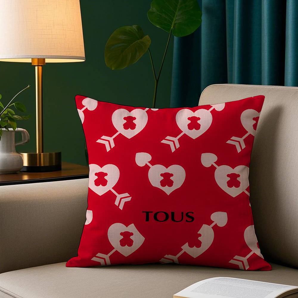 Luxury Fashion T-T-Tous Pillow Case Short Plush Print Cushion Cover Square Throw Pillow Covers Sofa Home Decor