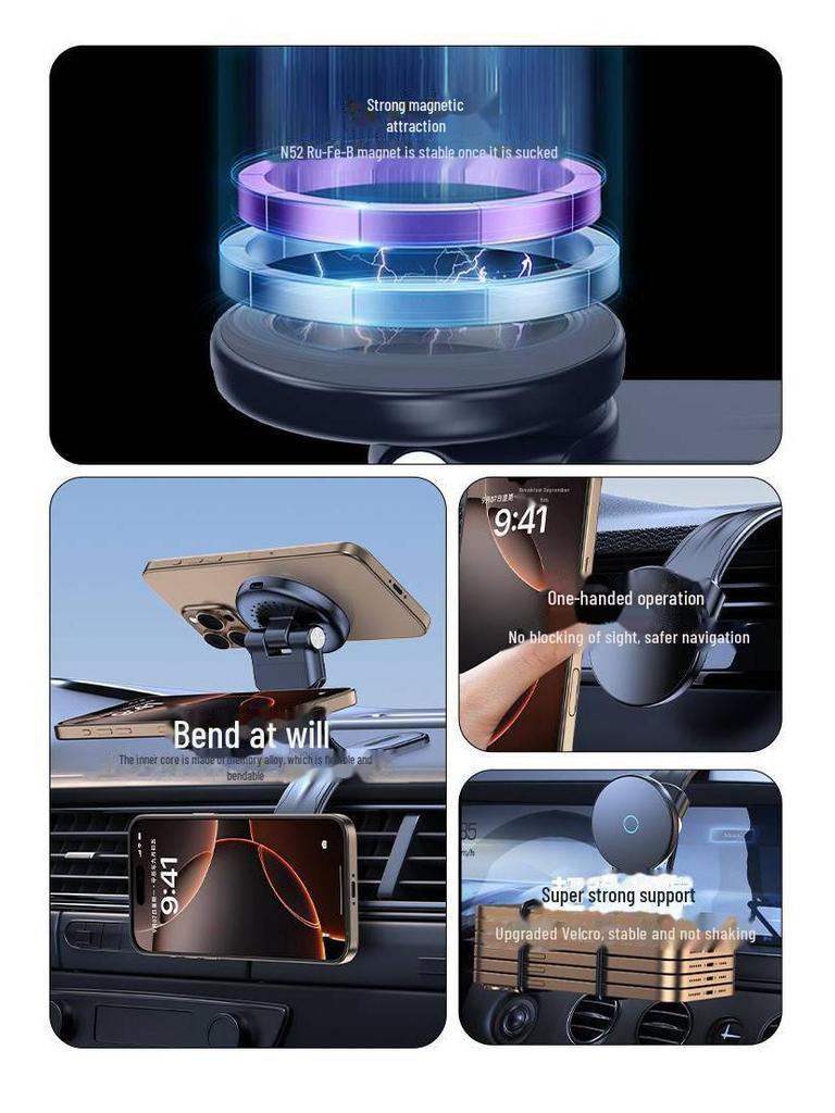 PISEN Rotatable Car Dashboard MagSafe Wireless Charger Phone Holder