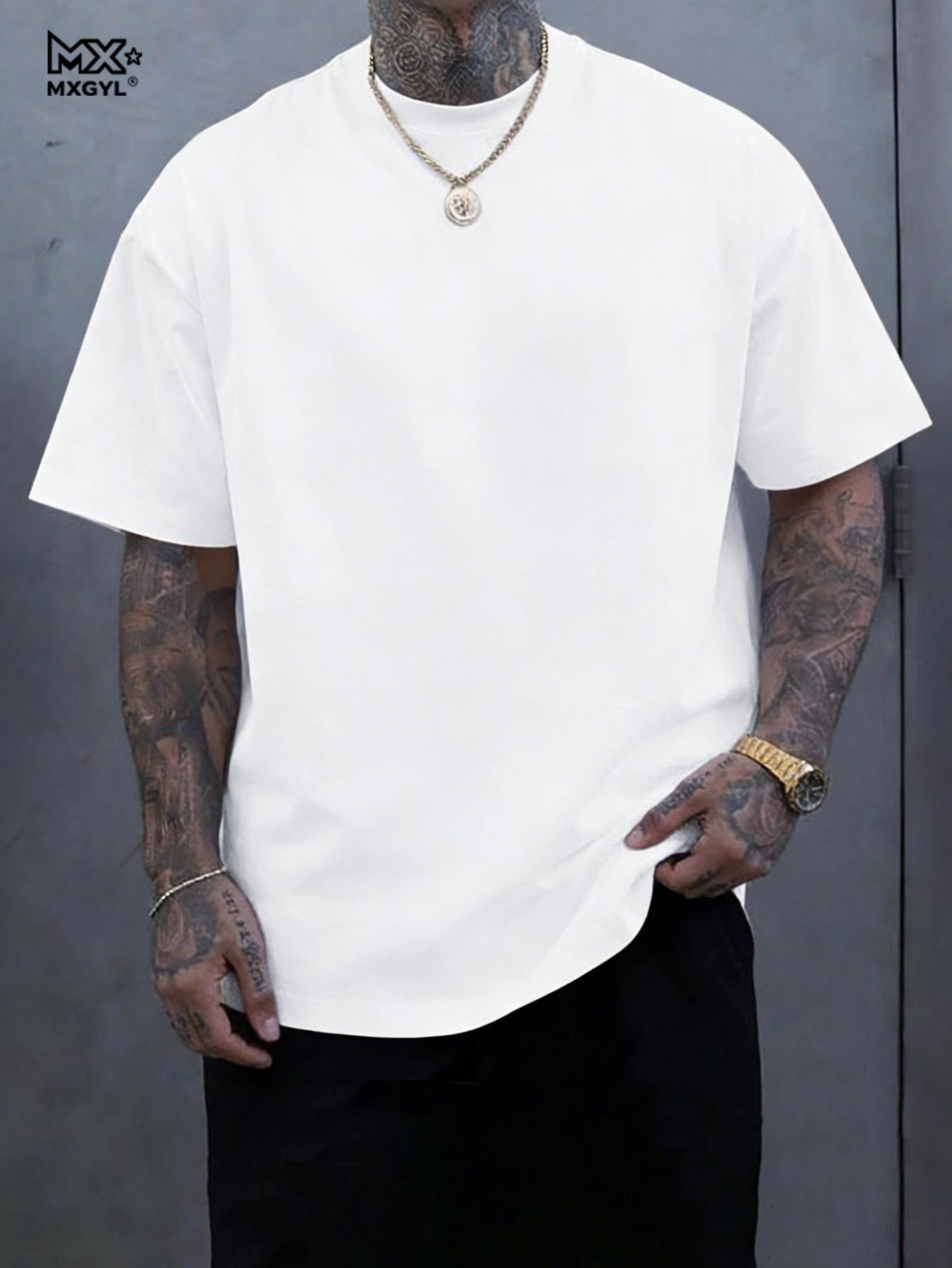 

Summer men s casual sports loose plus size whatever letter printed comfortable round neck short sleeved T-shirt M белый