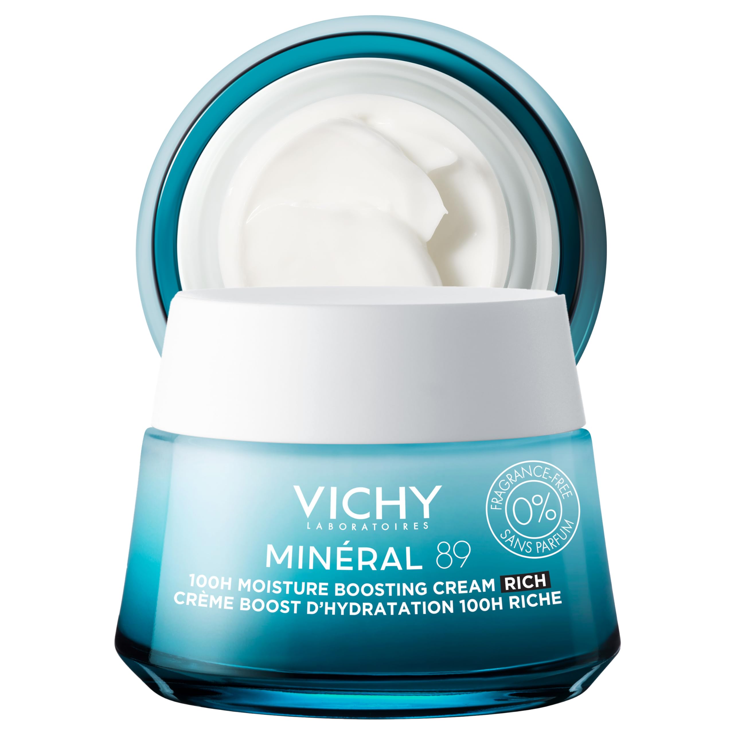 

Vichy Mineral 89 Fragrance Free Cream, Moisture Boosting Cream with Hyaluronic Acid, Daily Face Moisturizer, Available in 3 Formulas For All Skin
