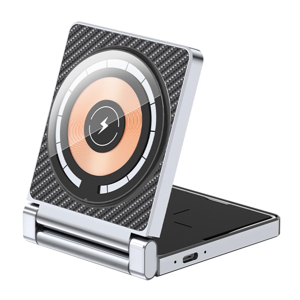 

T35 15W Foldable Magnetic Wireless Charger 2-in-1 Phone Earphone Charging Dock Black