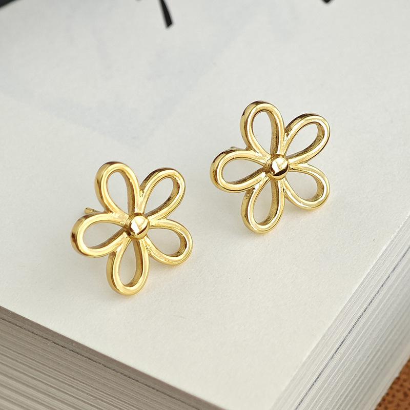 

Fashion Hollow Flower Hoop Earrings for Women,Gold Color Stainless Steel Earrings,Minimalist Jewelry Gift