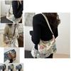Stylish Casual Artistic Printed Crescent Bag In Deep Blue And Cream For Trendy Outings