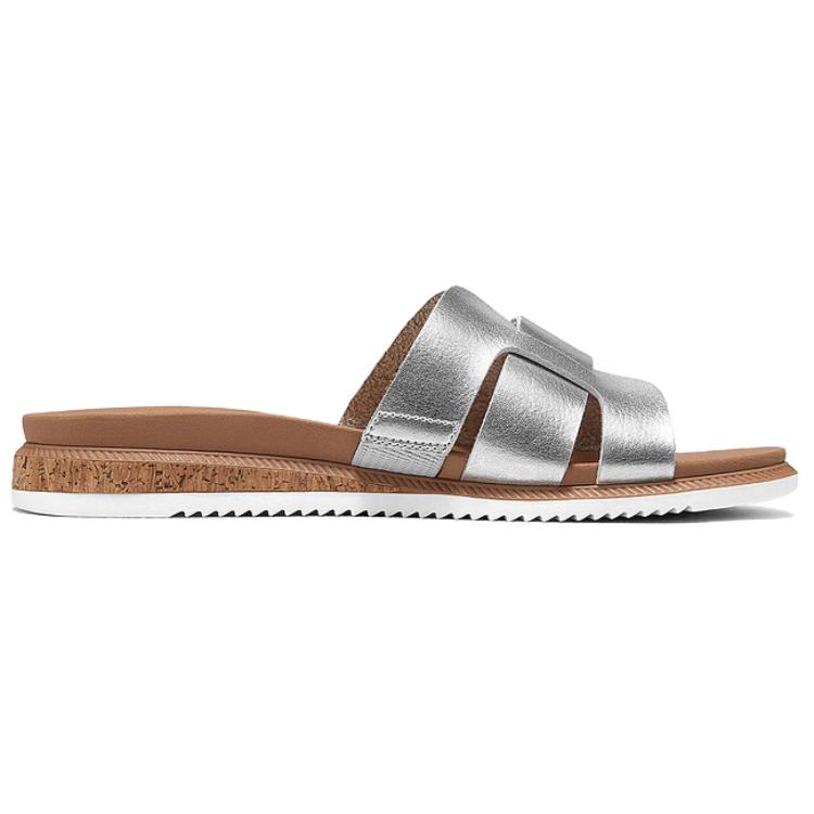 Skechers Comfortable Soft Anti-Rubbing Slide Sandals Women Sandals Silver 114707-SIL